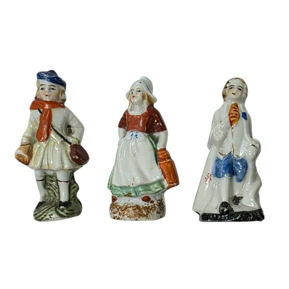 3 Vintage Folk Art Figurines Porcelain Dutch Woman Colonial Man European Japan - Picture 10 of 10
